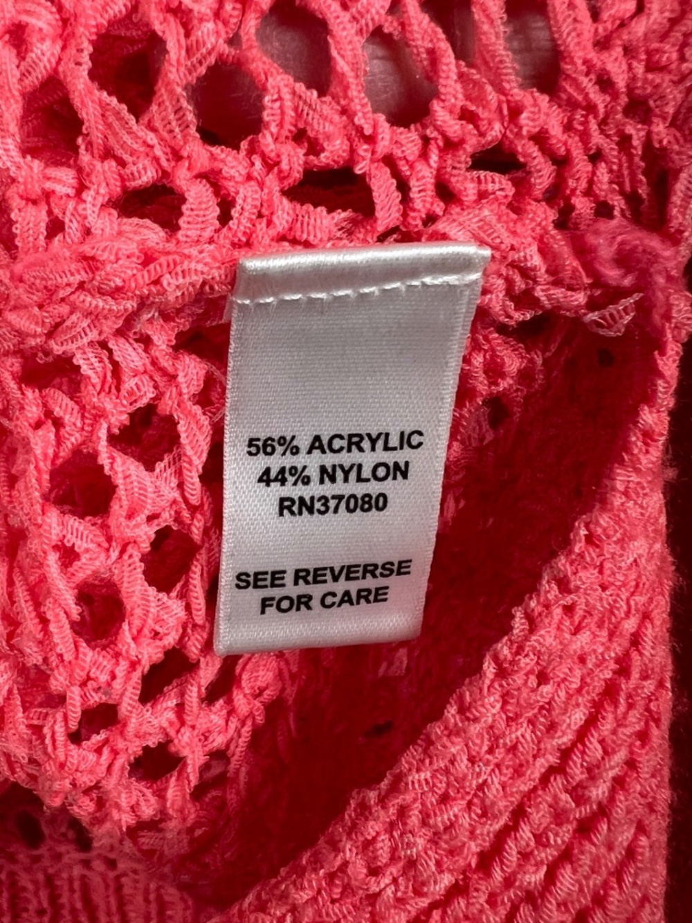 CATO Crochet Knit Sweater Size XL Coral Pullover Star Design Long Sleeve Scoop - Picture 4 of 7